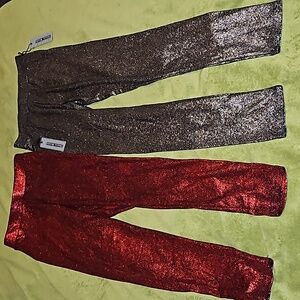 Womens Shiny Red Black Silver Snake Scale Print Leggings Spandex Waist Small